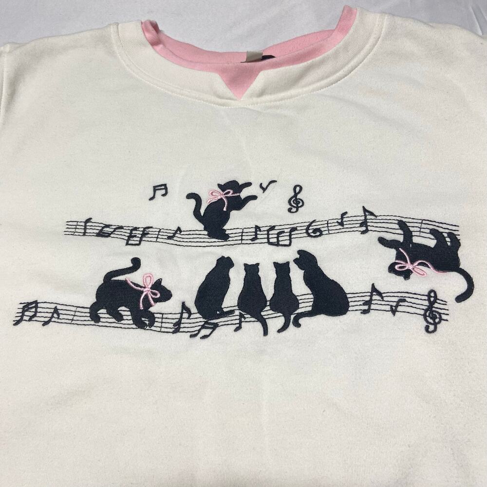 Vintage Heritage Charm Sweater shirt Cats & Music Size L Women's